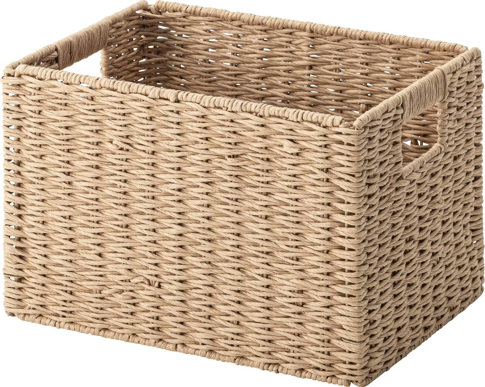 Room Essence ペーパーコードバスケットL W37×D26×H24 ナチュラル 組立式 折りたたみ おしゃれ アジアン 北欧 韓国 編み込み 収納 ペ インナーボックス