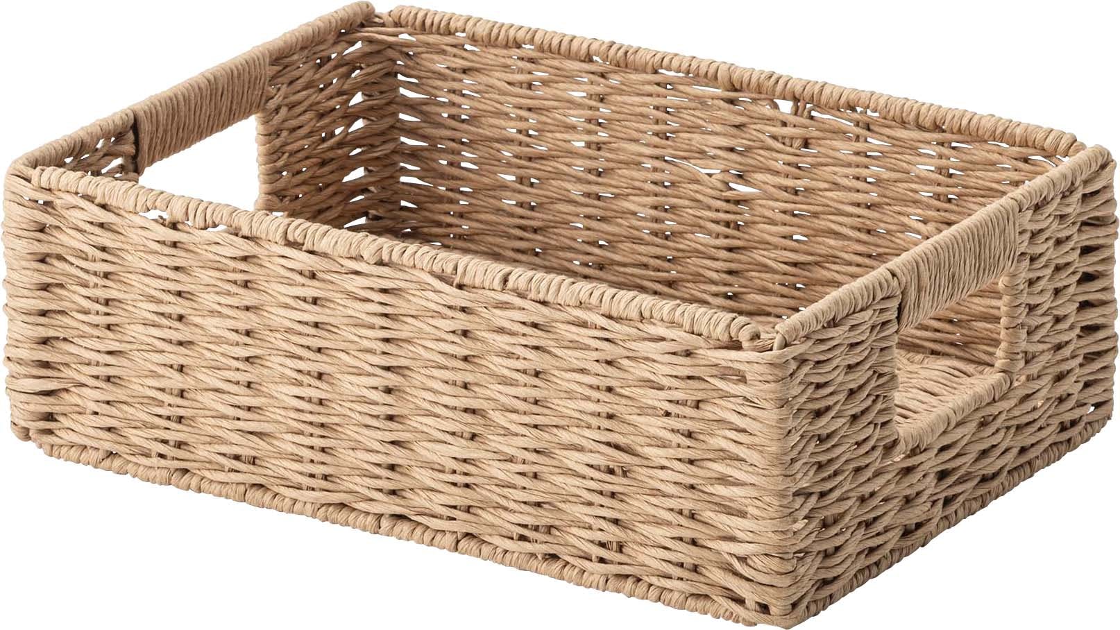 Room Essence ペーパーコードバスケットS W37×D26×H12 ナチュラル 組立式 折りたたみ おしゃれ アジアン 北欧 韓国 編み込み 収納 ペ インナーボックス
