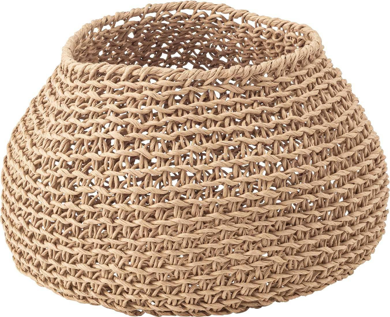 Room Essence ペーパーコードバスケット W34×D34×H25 ナチュラル 完成品 折りたたみ おしゃれ アジアン 北欧 韓国 編み込み 収納 ペー インナーボックス