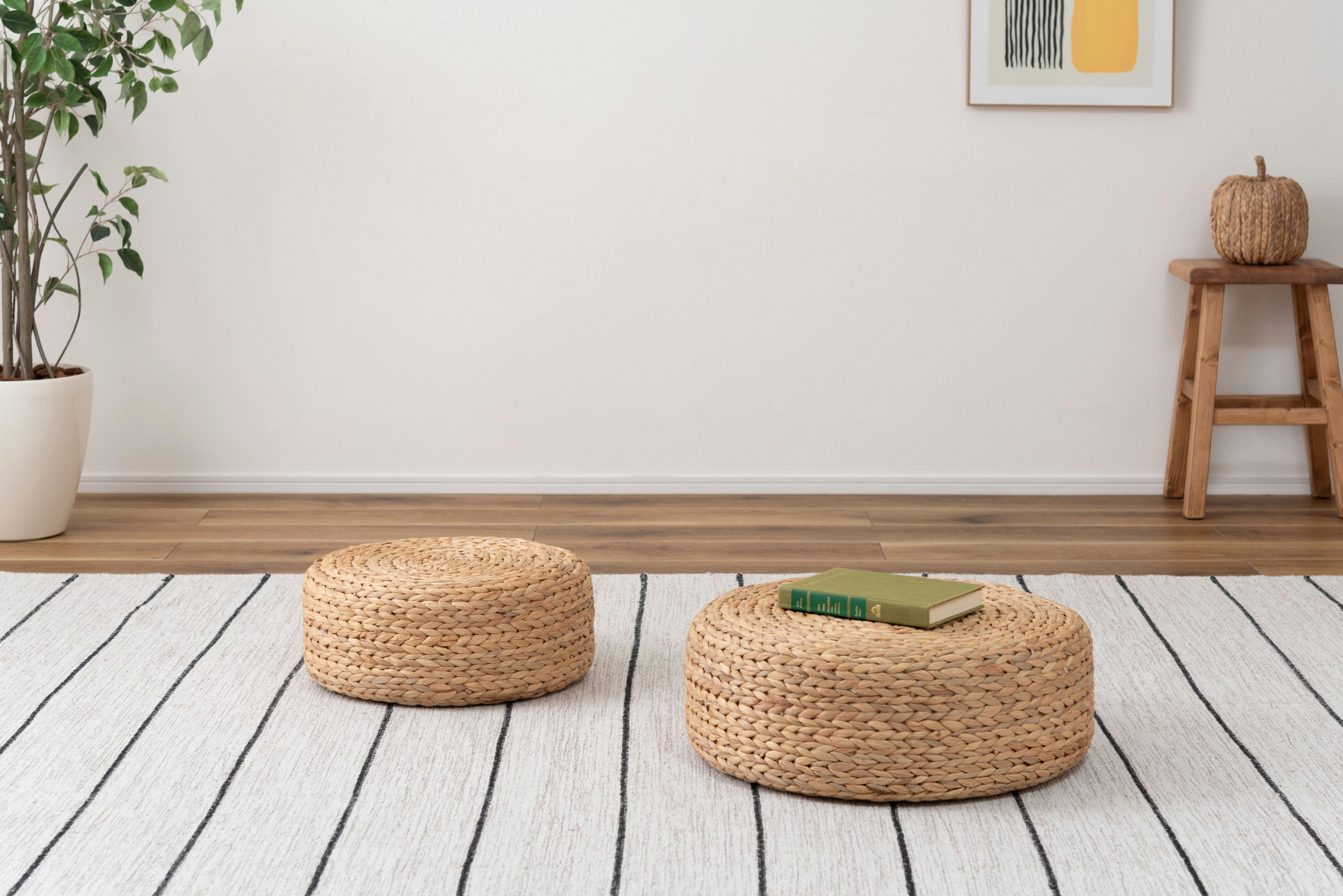 Room Essence ロースツールL W50×D50×H17 ナチュラル 完成品
