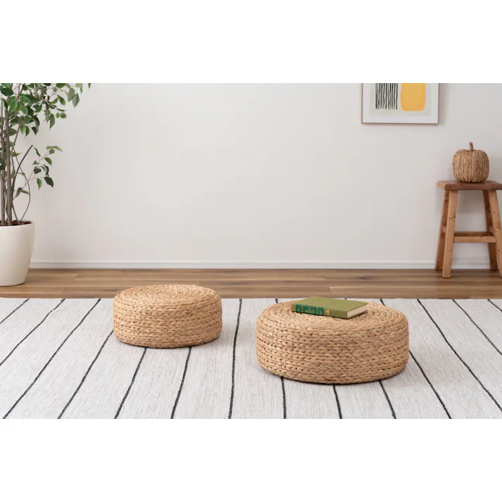 Room Essence ロースツールS W40×D40×H16 ナチュラル 完成品 ウォーターヒヤシンス 椅子 低い椅子 スツール おしゃれ ボヘミアン 低い ミニスツール コンパクト かわいい アジアン リゾート 北欧 ナチュラル 韓国 丸 丸い SLY-609S【別送品】