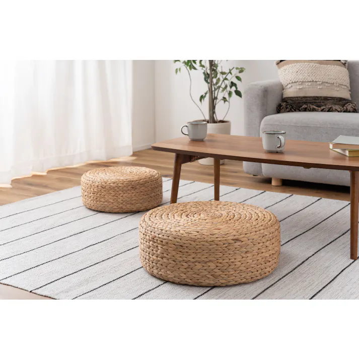 Room Essence ロースツールS W40×D40×H16 ナチュラル 完成品 ウォーターヒヤシンス 椅子 低い椅子 スツール おしゃれ ボヘミアン 低い ミニスツール コンパクト かわいい アジアン リゾート 北欧 ナチュラル 韓国 丸 丸い SLY-609S【別送品】
