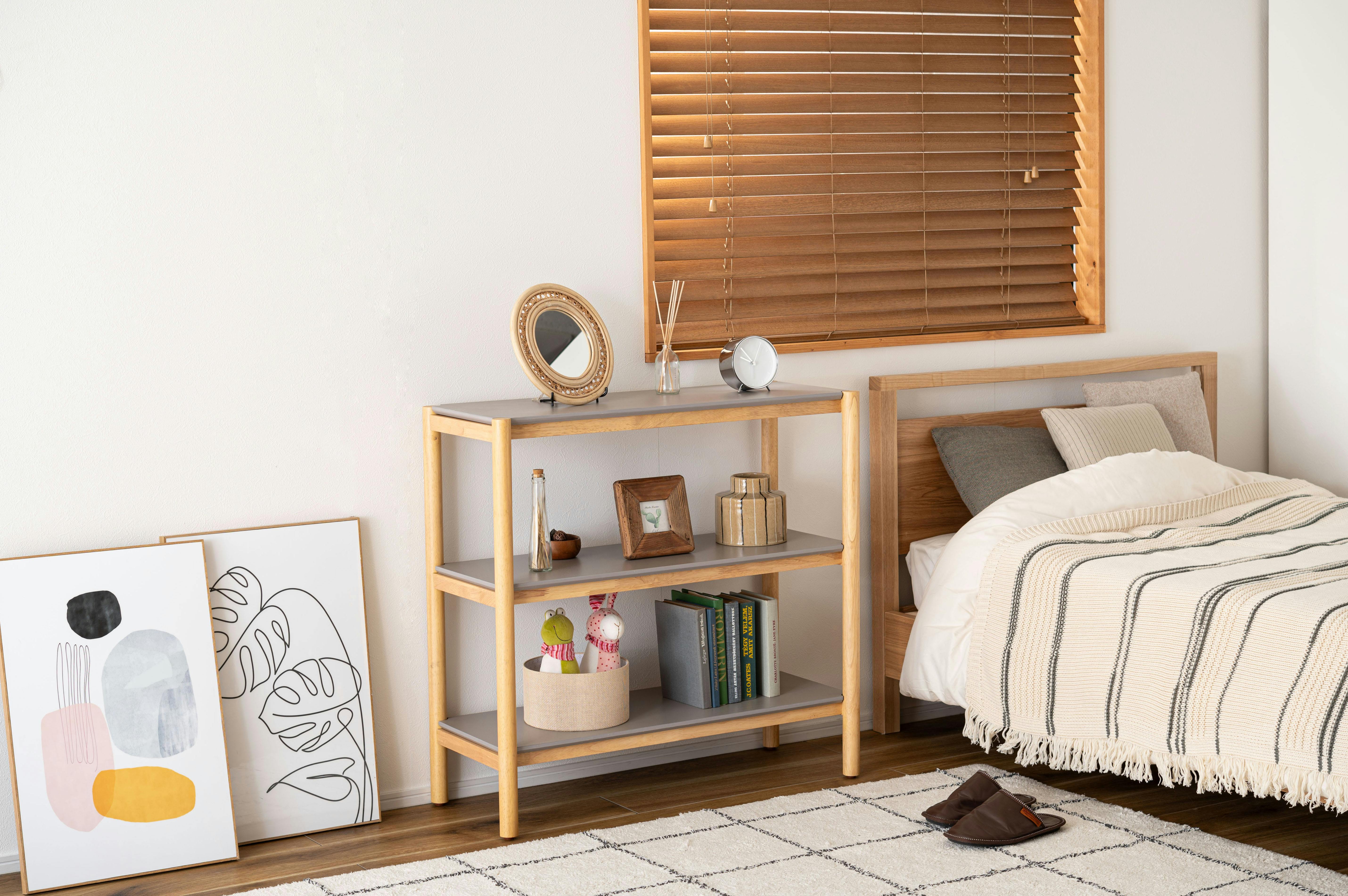 オシャレなシェルフ棚 Room Essence シェルフ 80 W83.5×D33.5×H80 ナチュラル 組立式 収納