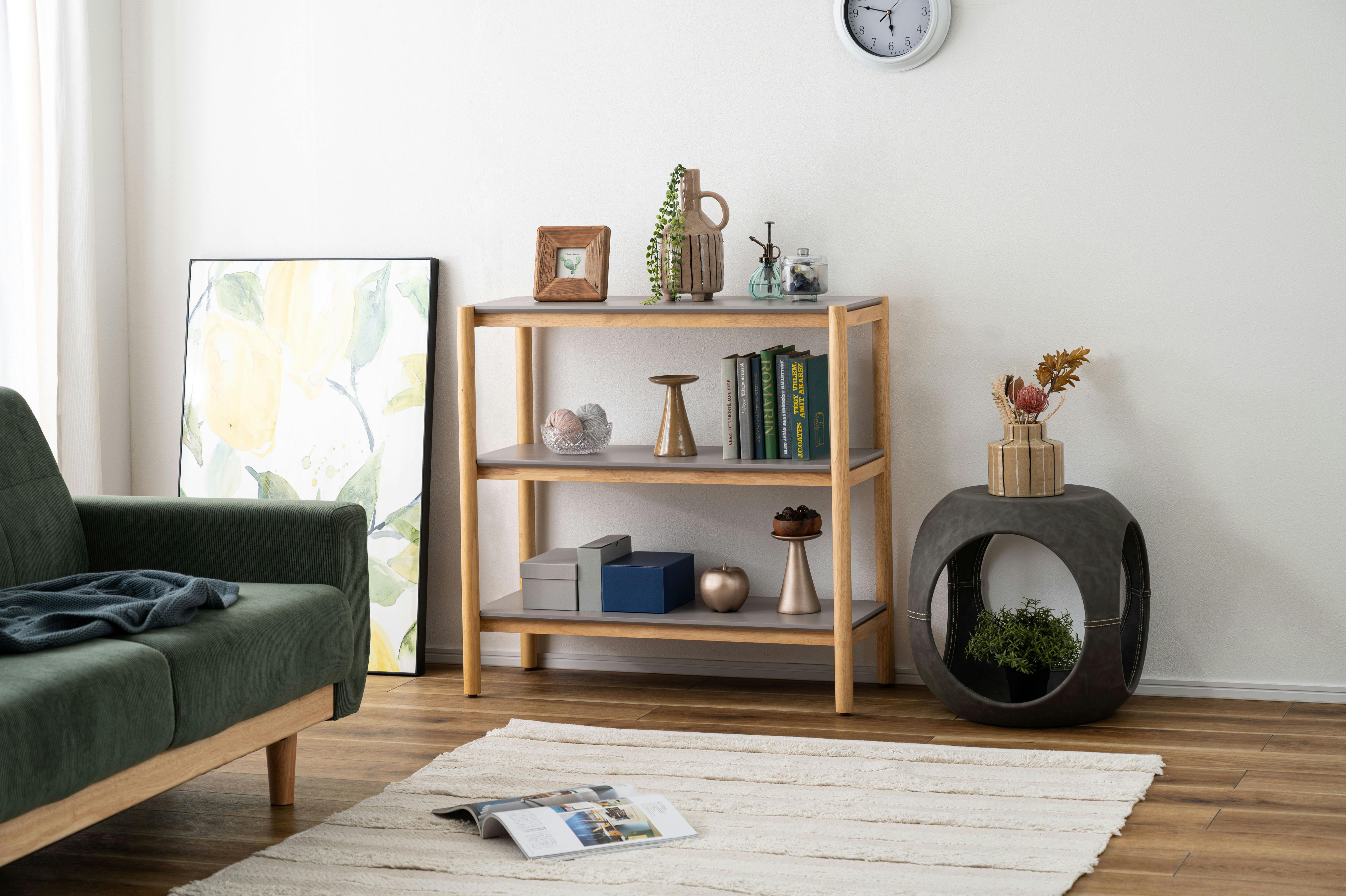 Room Essence シェルフ 80 W83.5×D33.5×H80 ナチュラル 組立式 収納