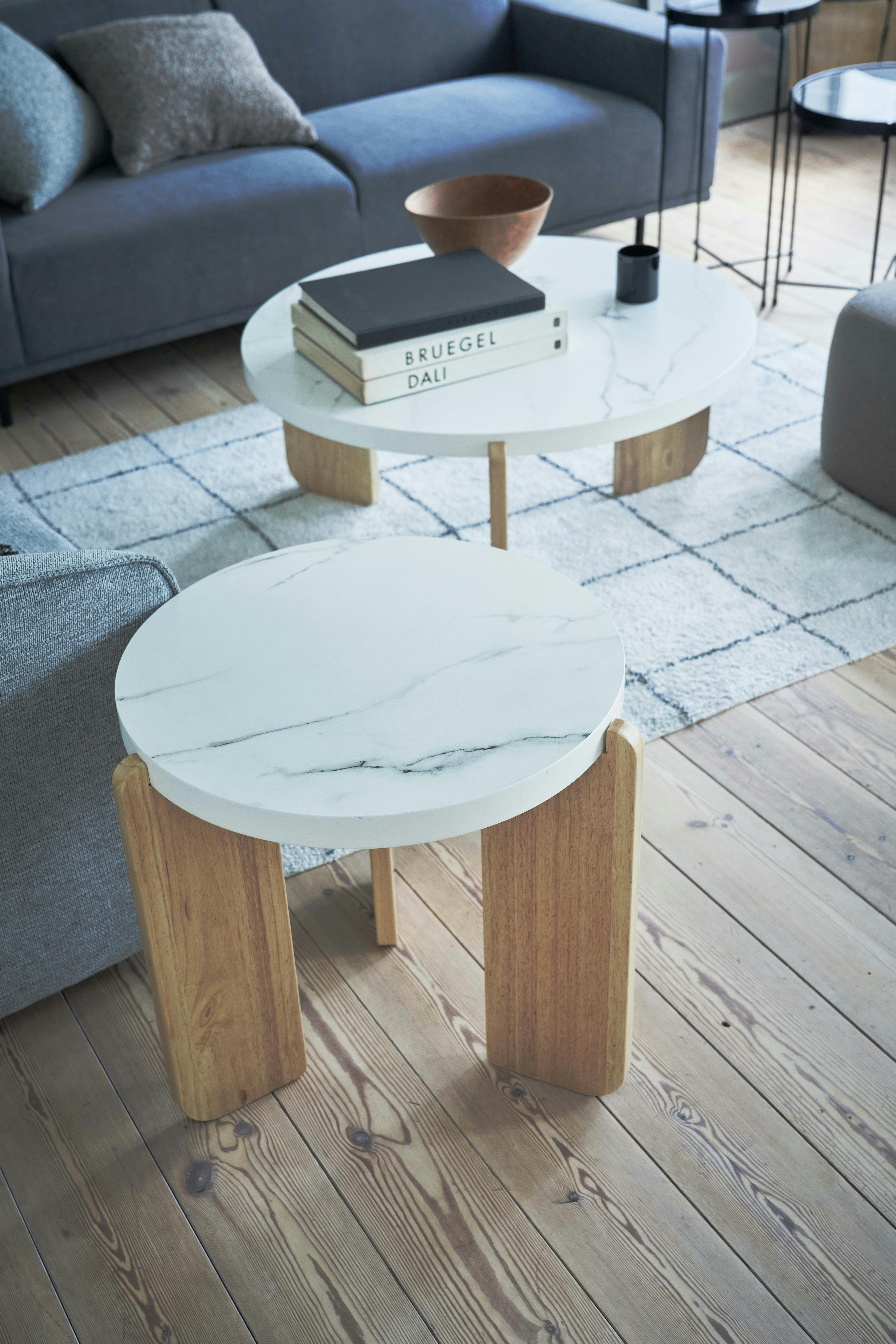 Room Essence ラウンドテーブルS W53×D53×H50 ホワイト 組立式 ネスト