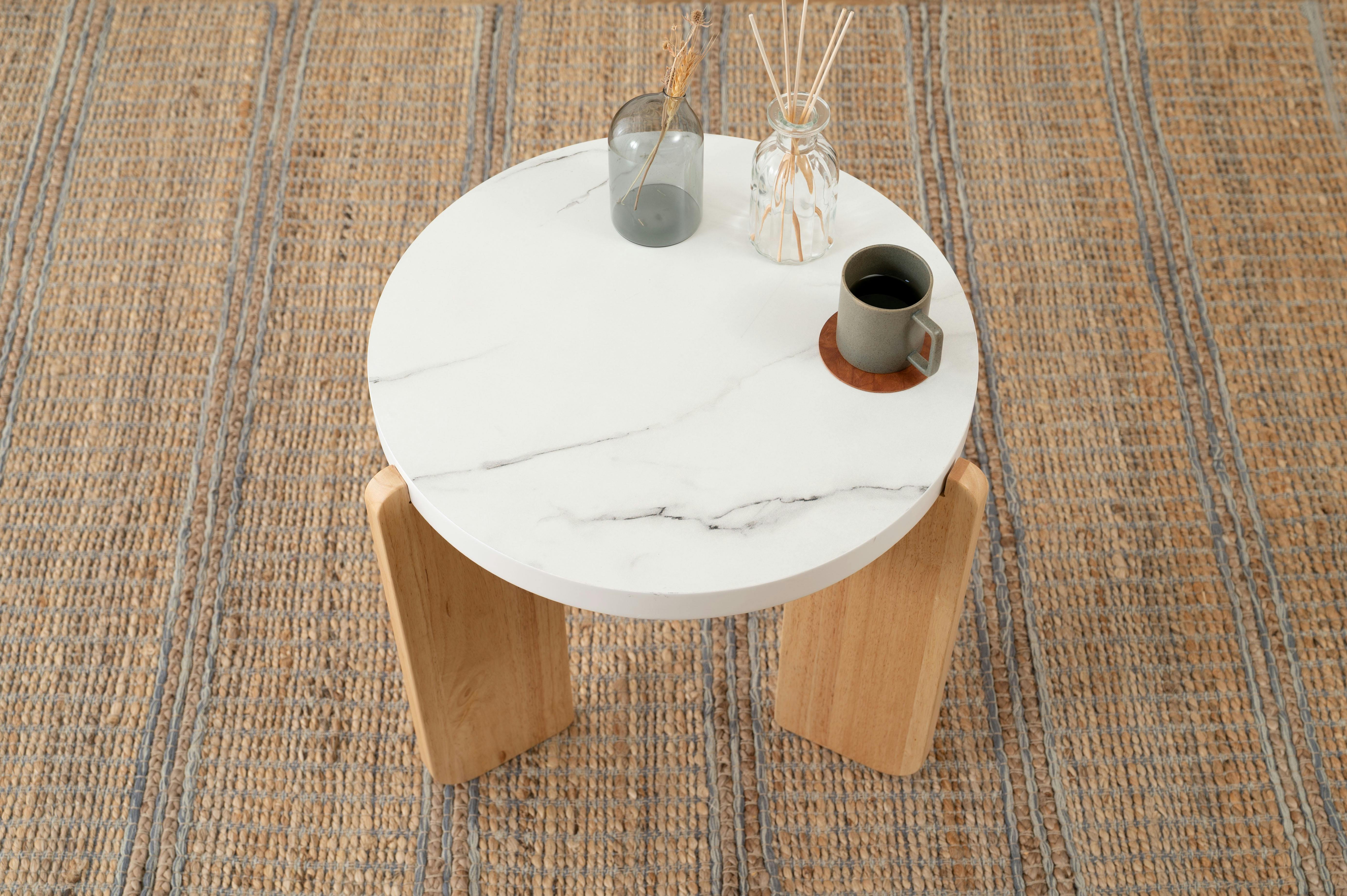 Room Essence ラウンドテーブルS W53×D53×H50 ホワイト 組立式 ネスト