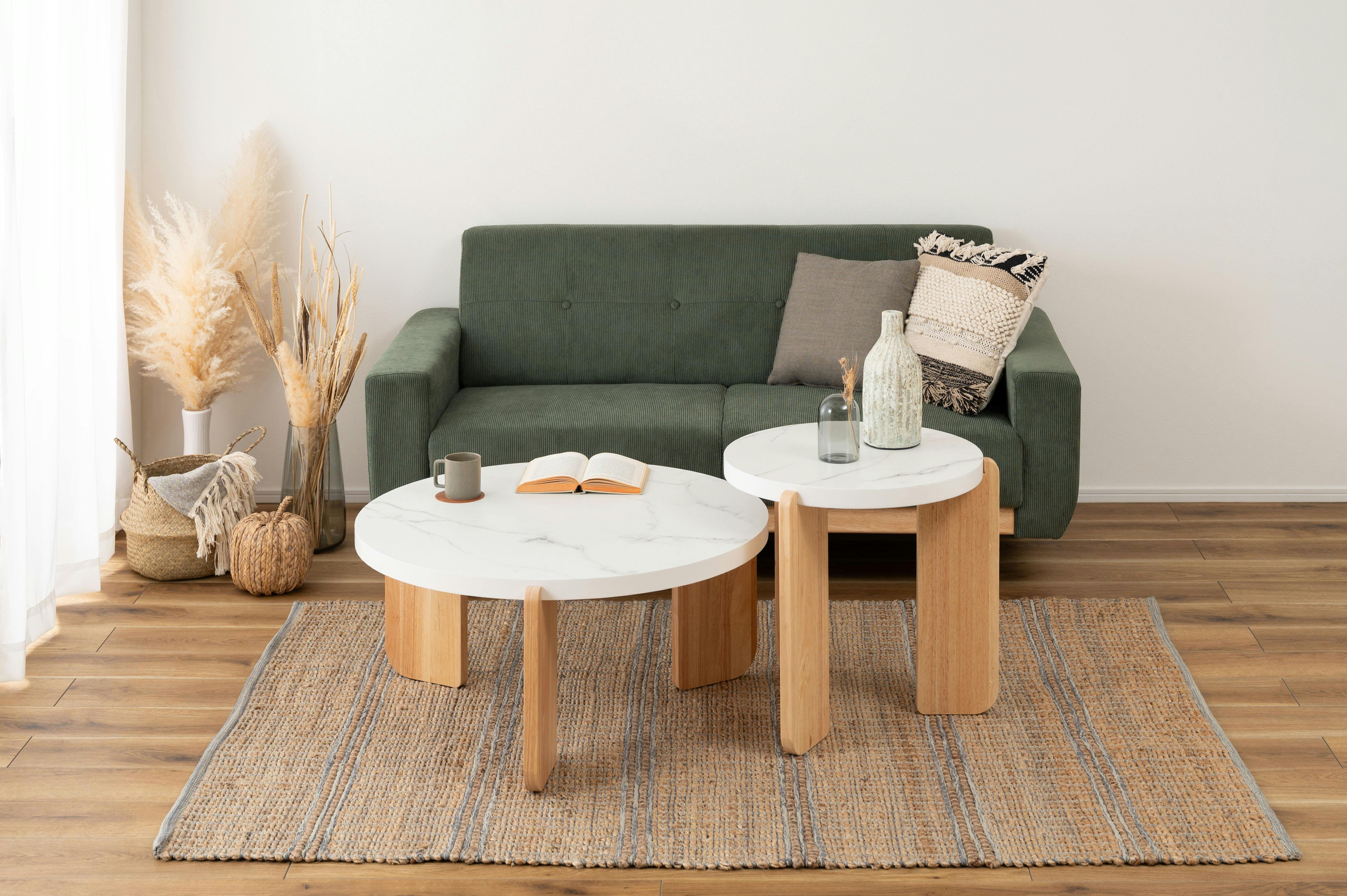 Room Essence ラウンドテーブルS W53×D53×H50 ホワイト 組立式 ネスト