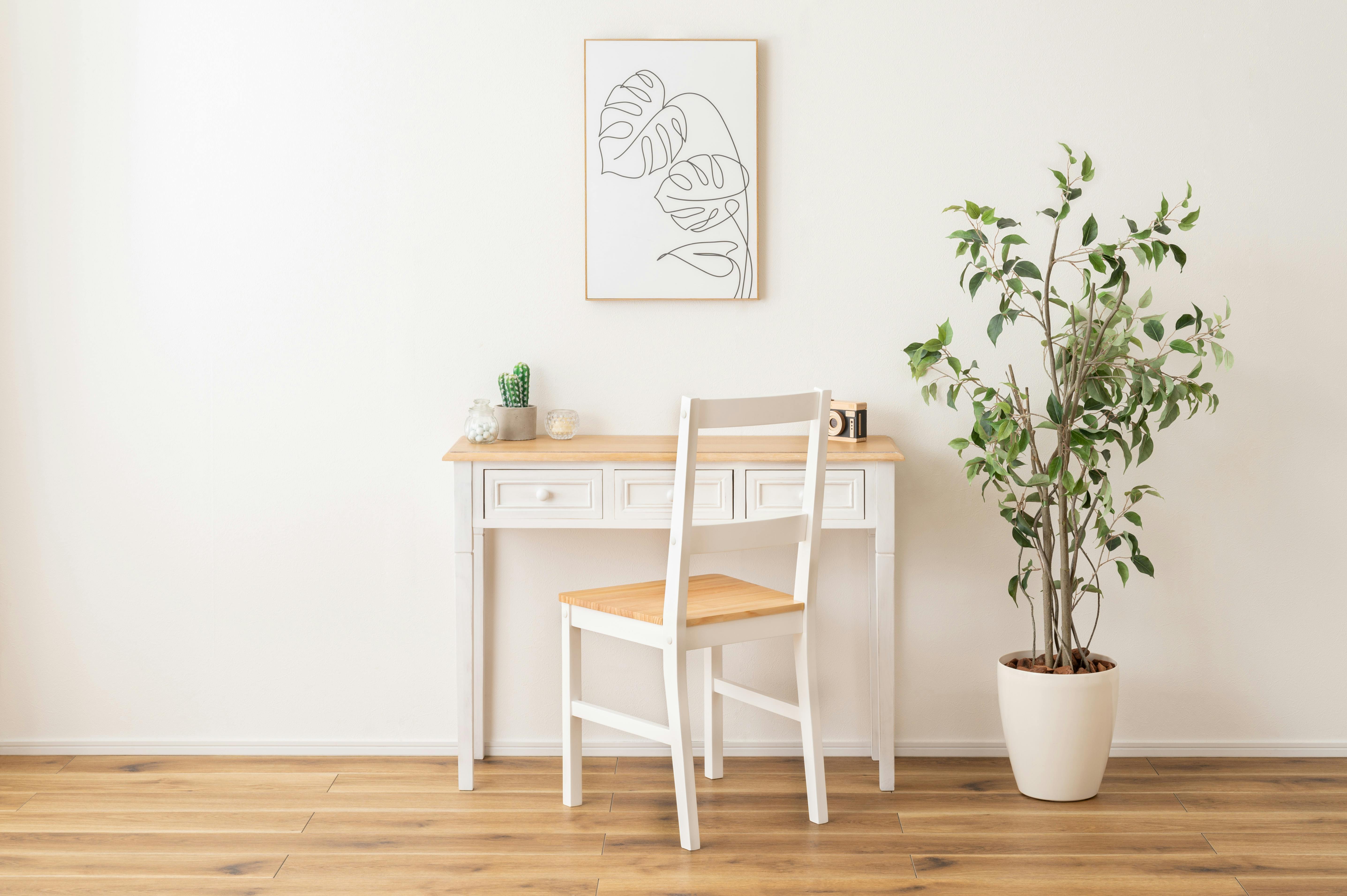 Room Essence ダイニングチェア W42×D47×H90×SH45 ホワイト 組立式