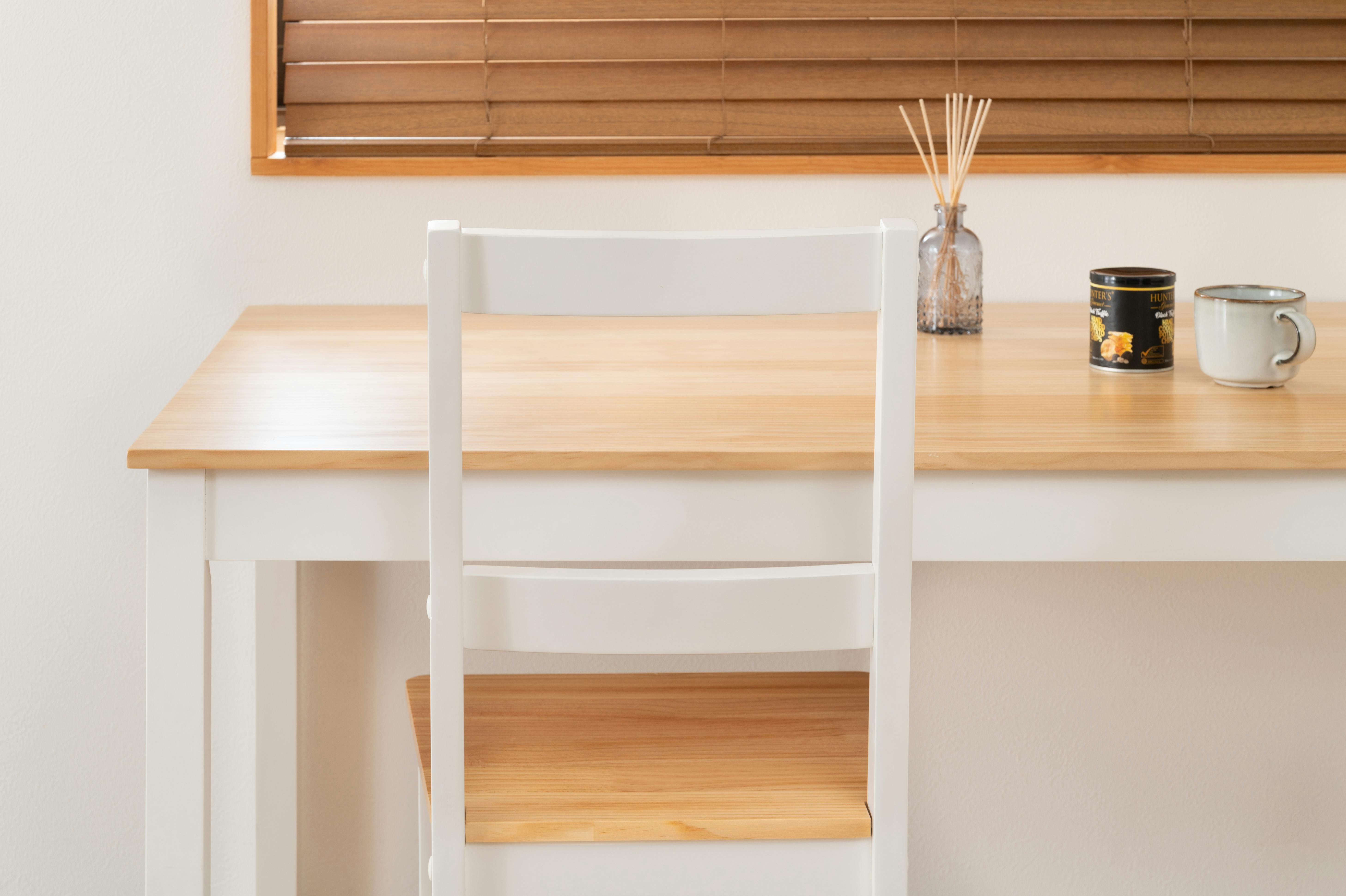 Room Essence ダイニングチェア W42×D47×H90×SH45 ホワイト 組立式