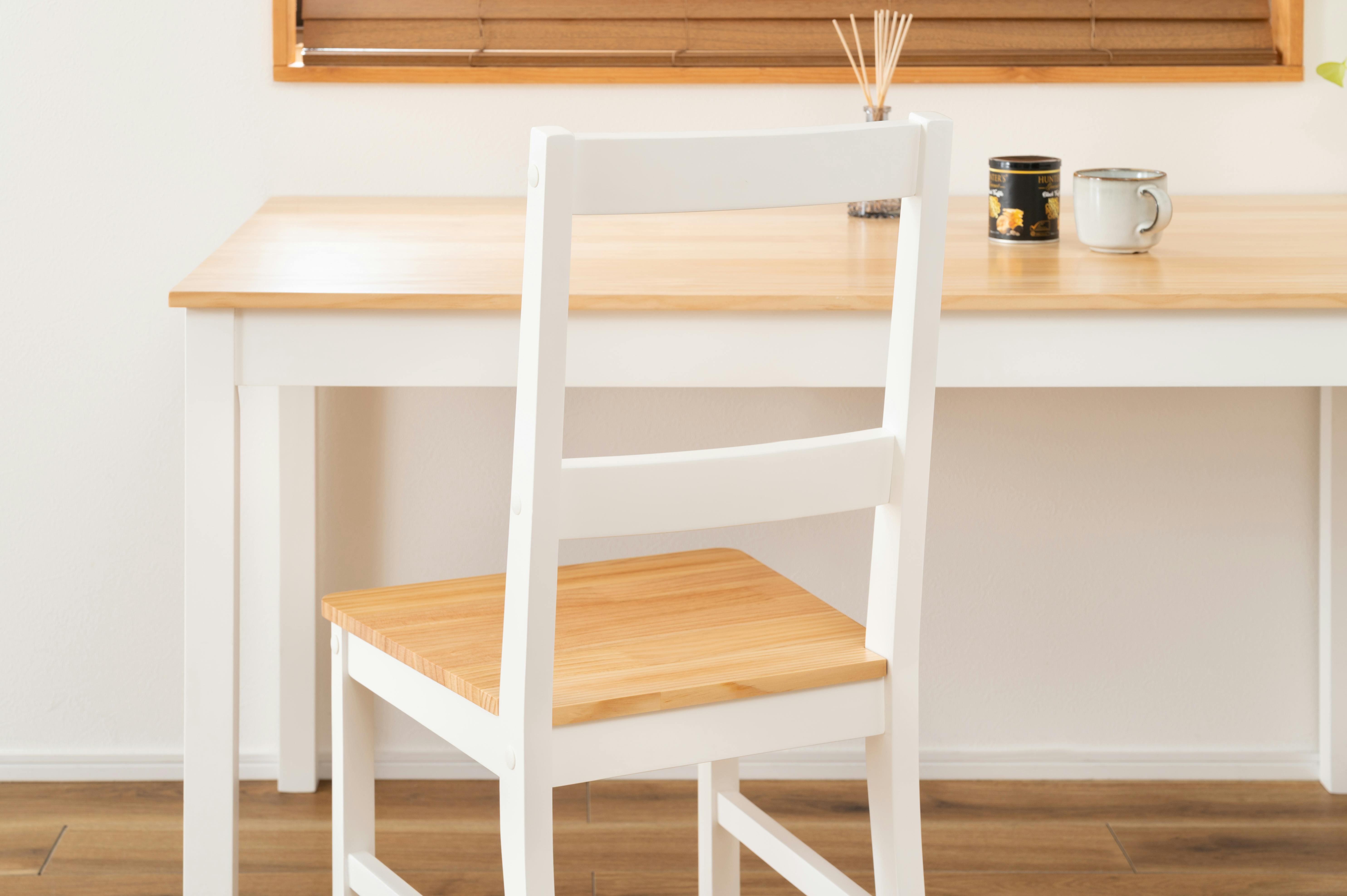 Room Essence ダイニングチェア W42×D47×H90×SH45 ホワイト 組立式