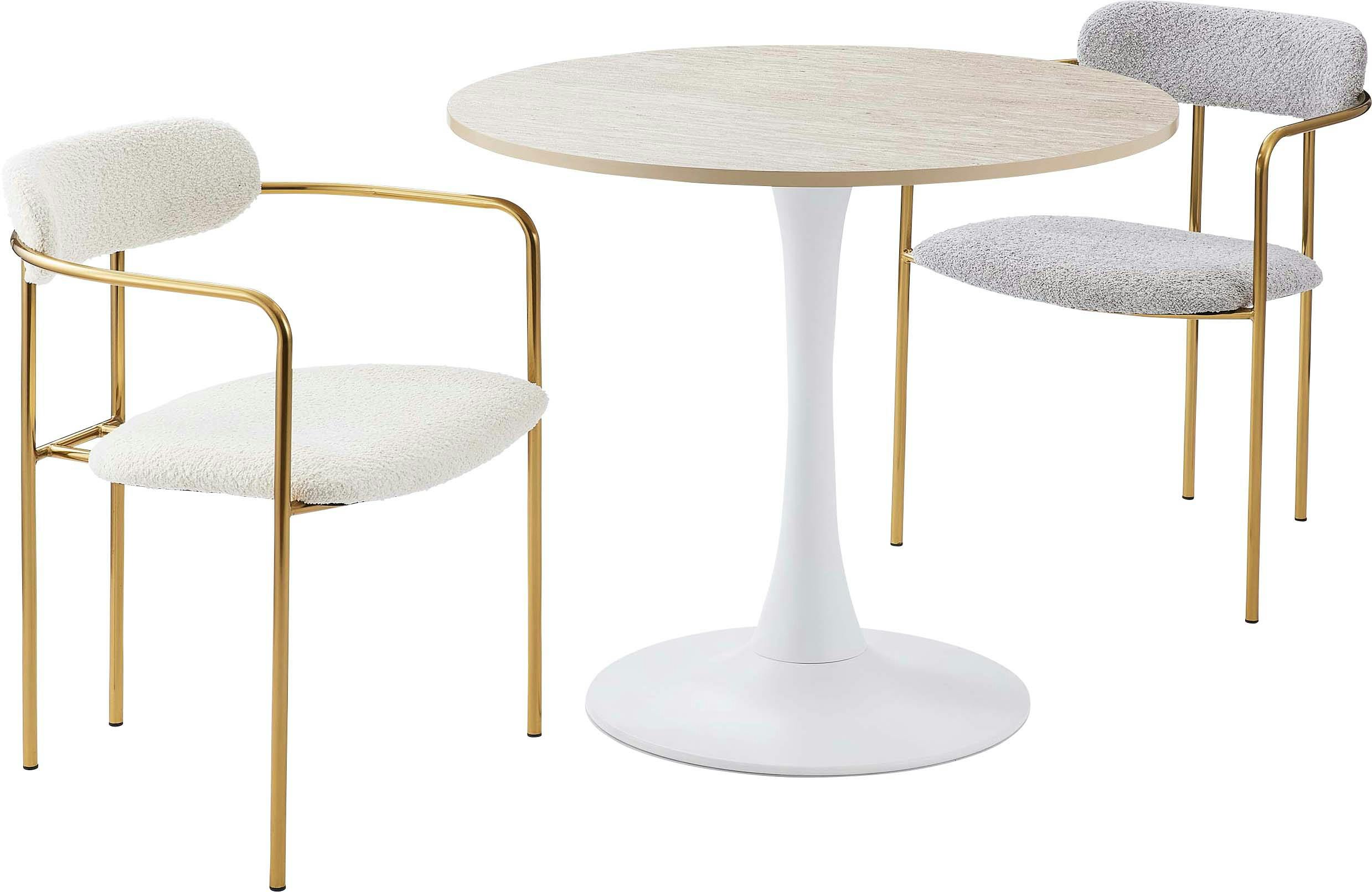 Room Essence ラウンドテーブル W80×D80×H73.5 ベージュ 組立式