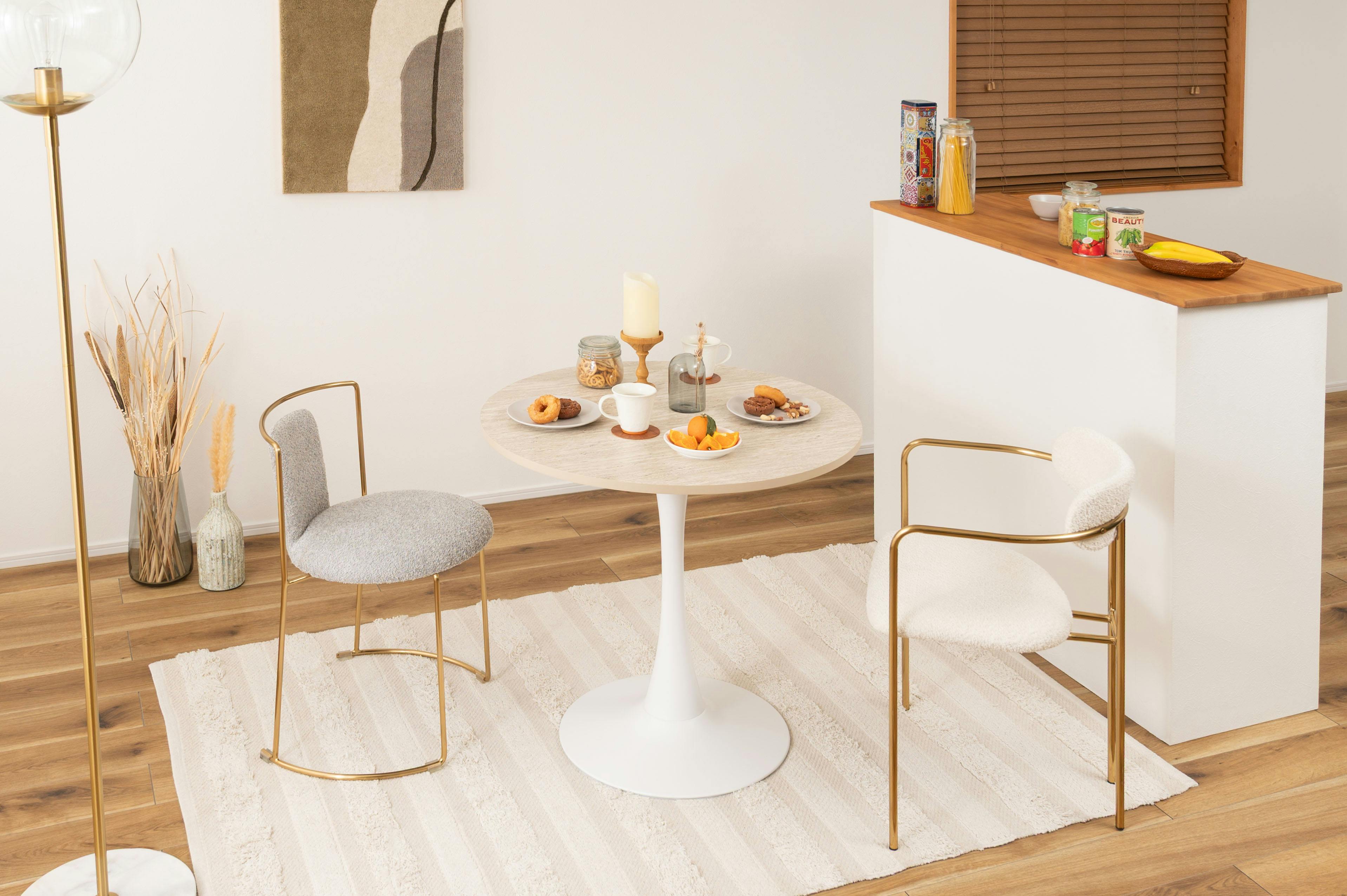 Room Essence ラウンドテーブル W80×D80×H73.5 ベージュ 組立式