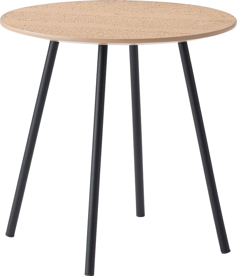 Room Essence サイドテーブル W40×D40×H40 ベージュ ねじこみ式 テーブル 机 ラウンドテーブル 円形 丸 ディスプレイ ブラックスチール ローテーブル・センターテーブル