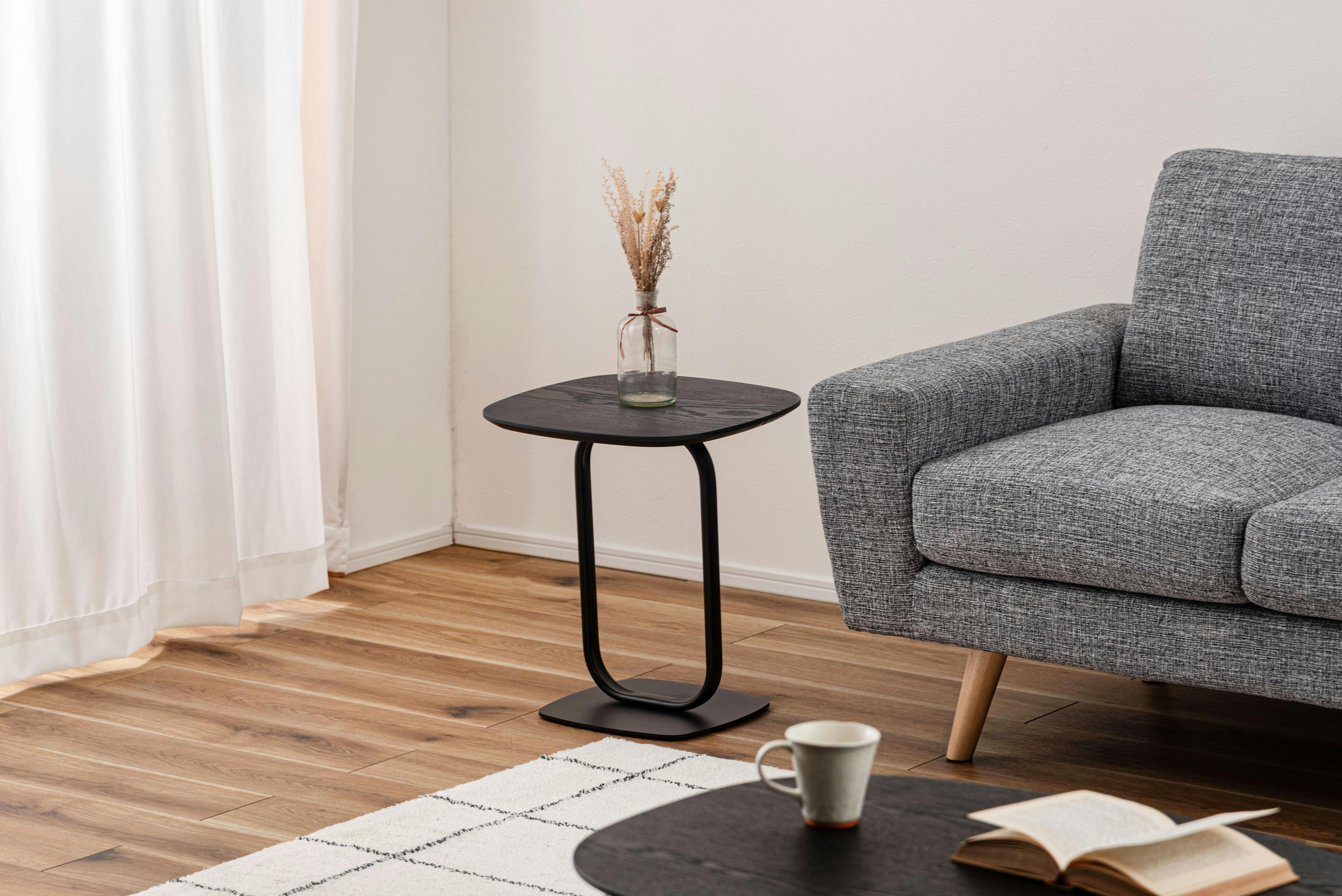 Room Essence サイドテーブル W40×D40×H45 ブラック 組立式 机 ナイト