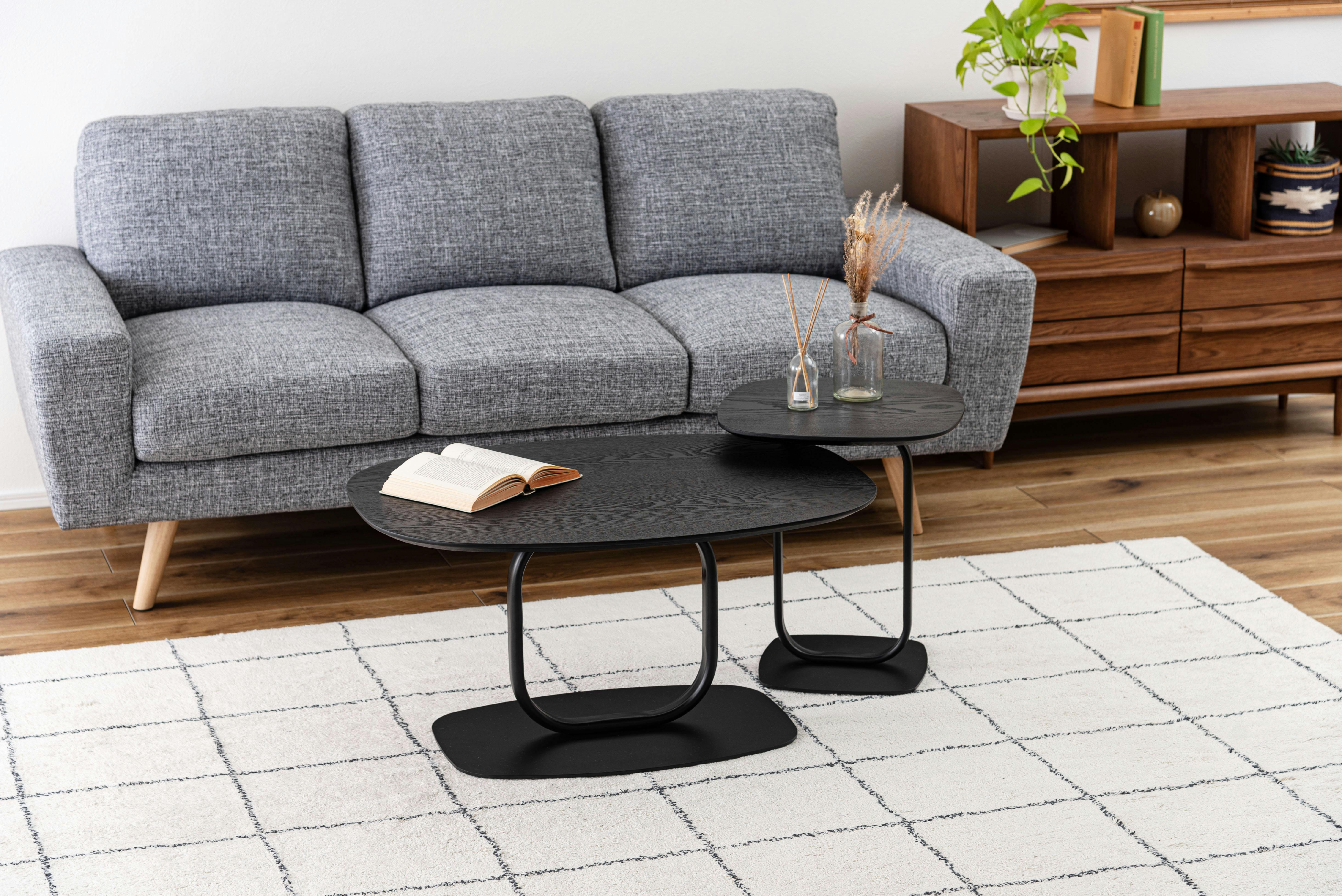 Room Essence サイドテーブル W40×D40×H45 ブラック 組立式 机 ナイト