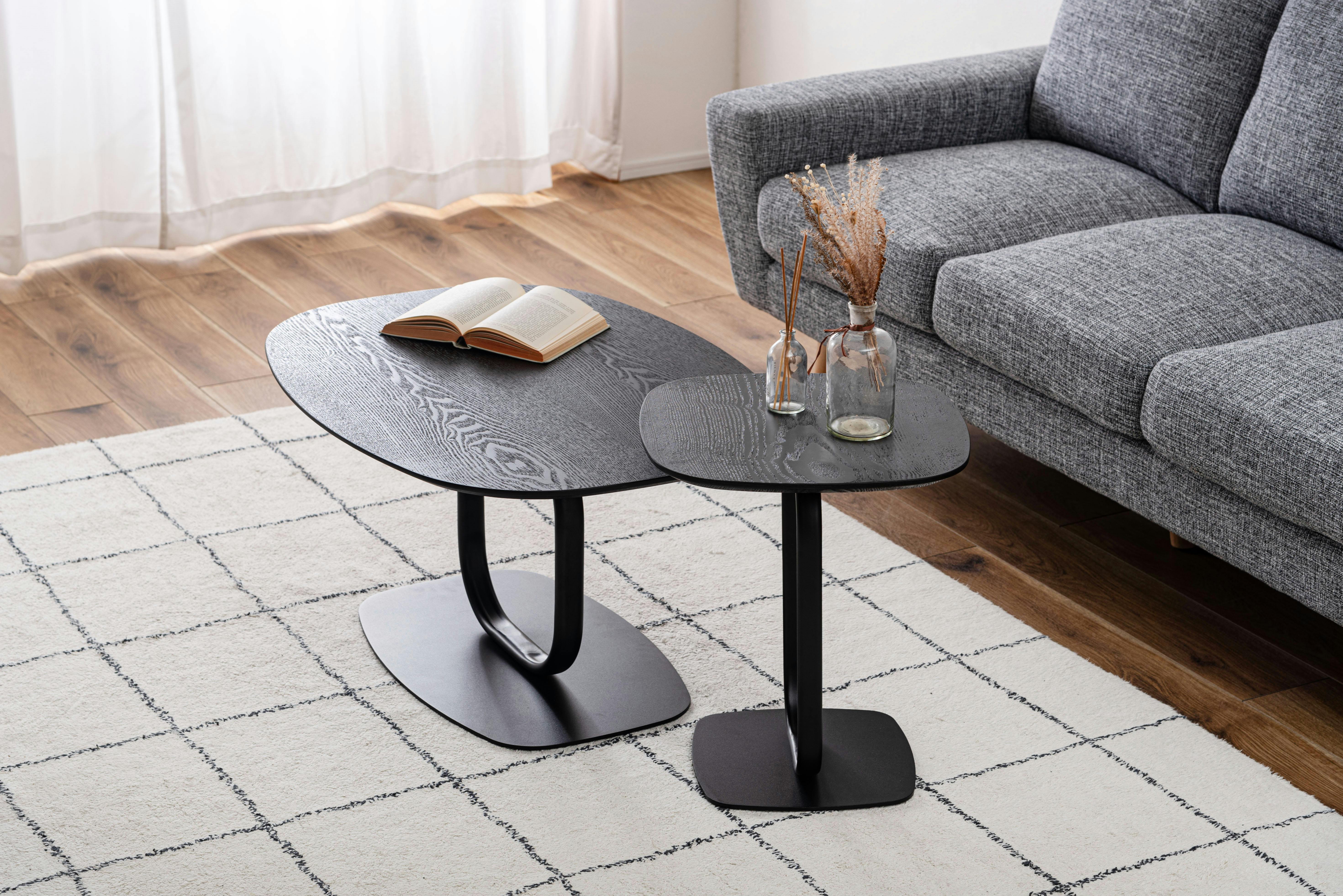 Room Essence サイドテーブル W40×D40×H45 ブラック 組立式 机 ナイト