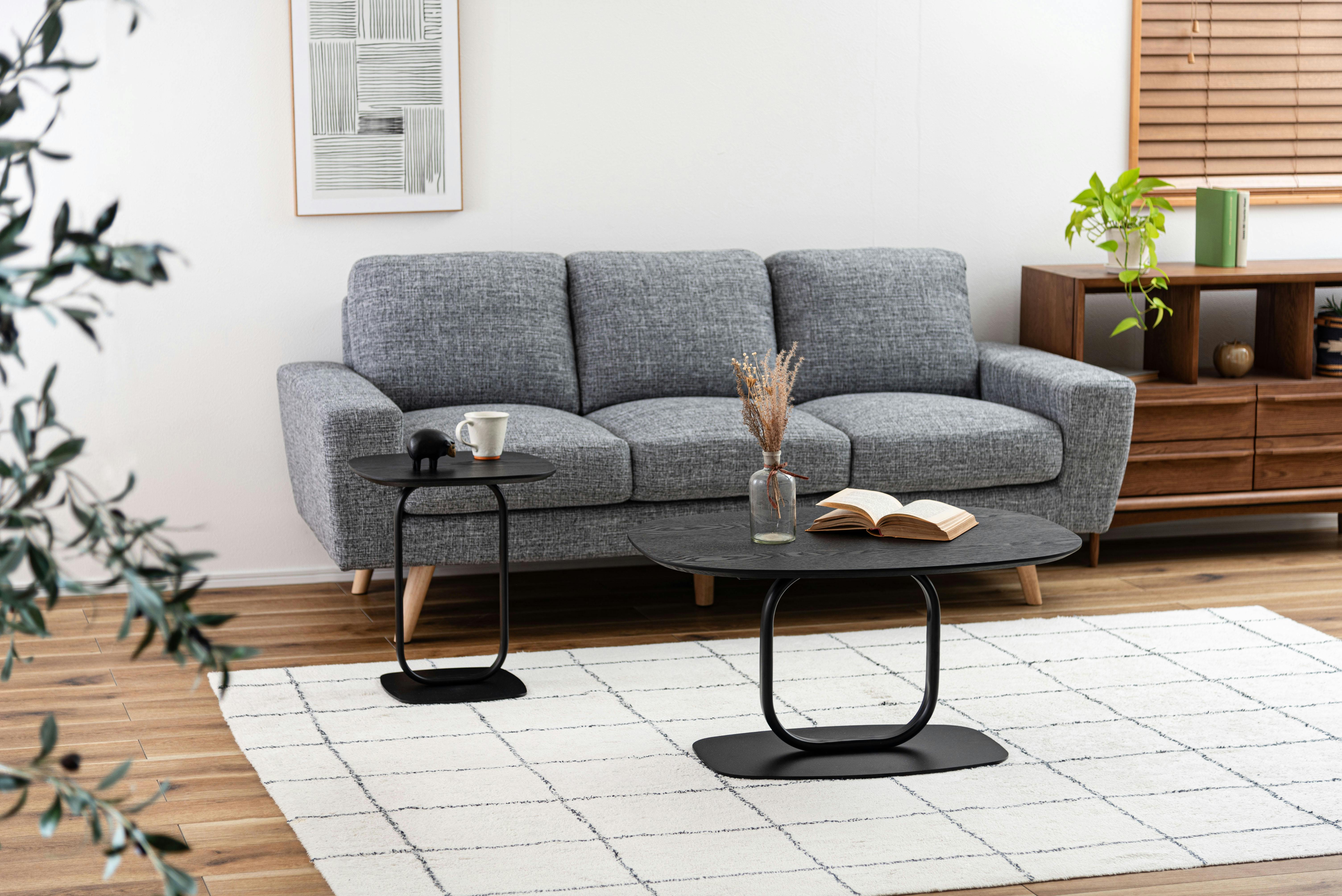 Room Essence サイドテーブル W40×D40×H45 ブラック 組立式 机 ナイト