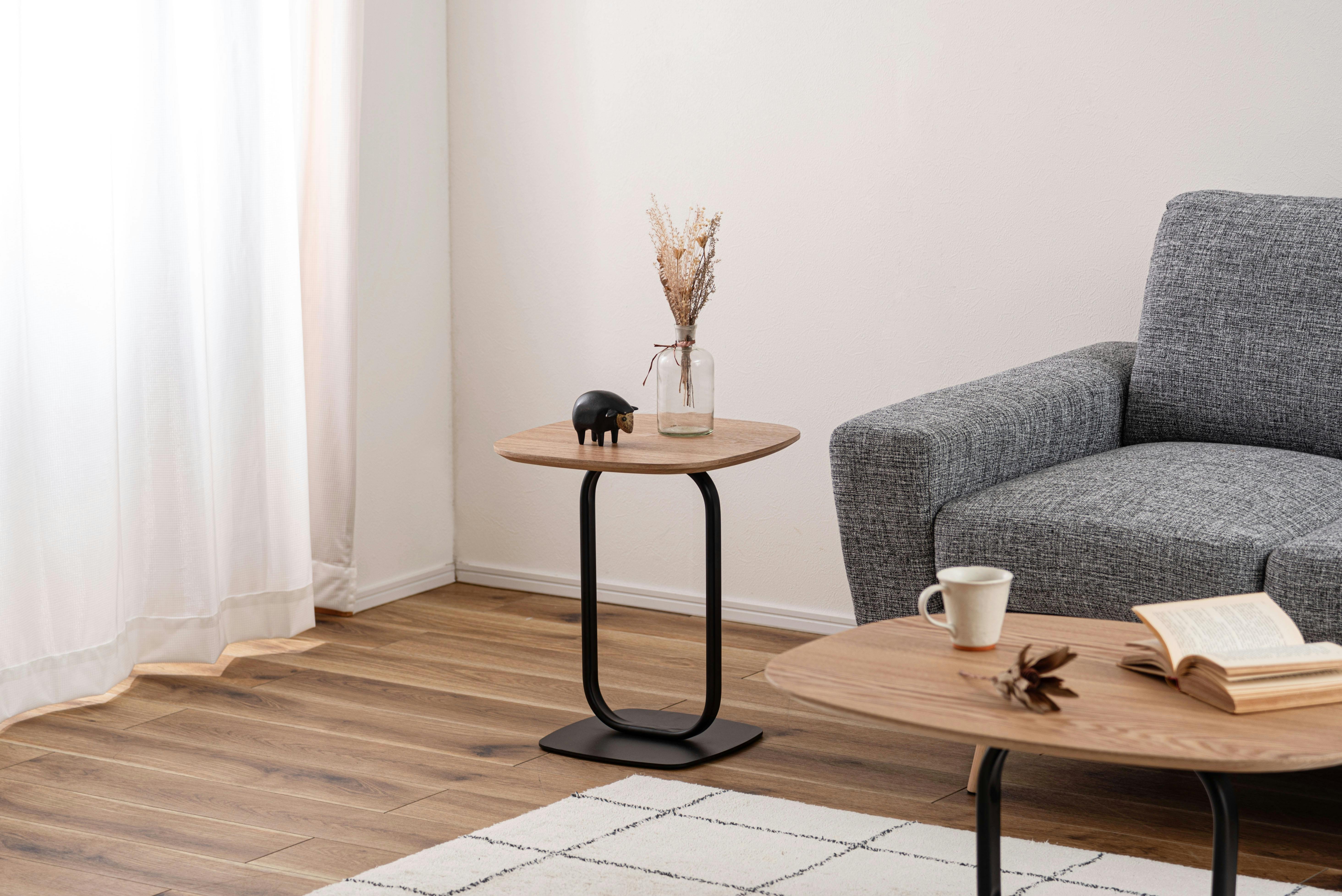 Room Essence サイドテーブル W40×D40×H45 ナチュラル 組立式 机