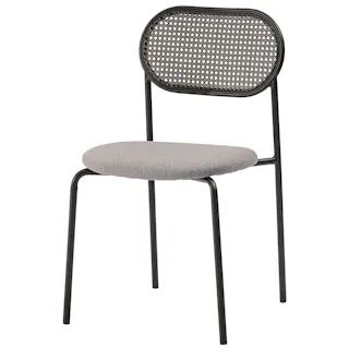 Room Essence チェア W46×D48×H79×SH44.5 ベージュ 完成品 ダイニング おしゃれ 椅子 イス いす シンプル ラタン調 ファブリック 布地 スチール 背もたれ アームレス アジアン シンプル TOE-135BE【別送品】