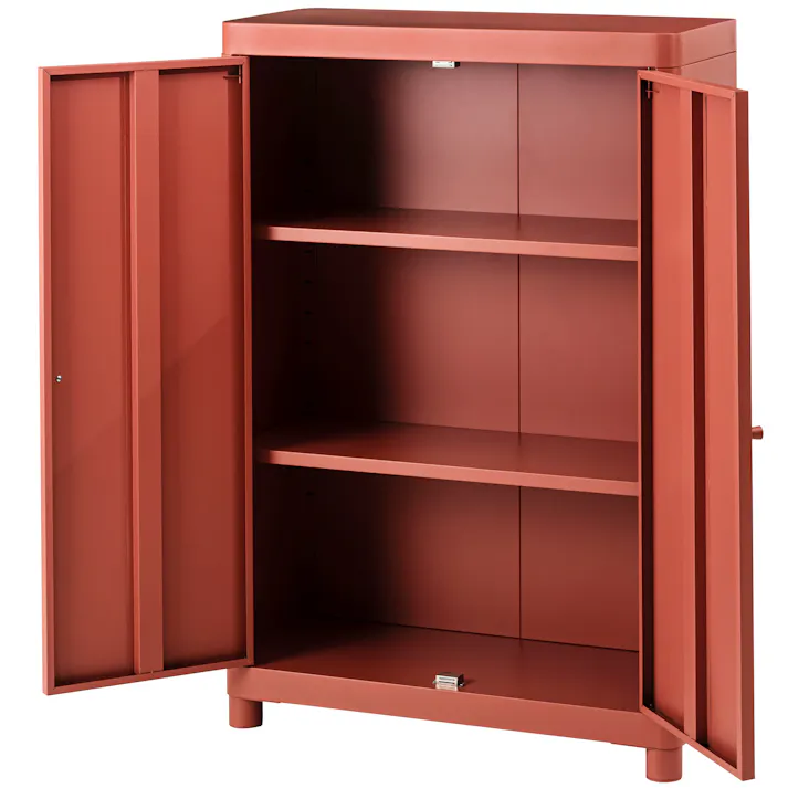 Room Essence チェスト W75×D33×H110.5 コーラルピンク 組立式 スチール おしゃれ リビング ロッカー 収納 ランドリー 更衣室 荷物入れ 扉付き ラック 整理 子供 TPN-50CPK【別送品】