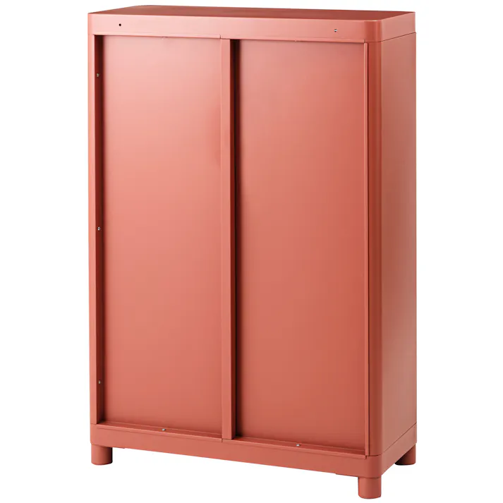 Room Essence チェスト W75×D33×H110.5 コーラルピンク 組立式 スチール おしゃれ リビング ロッカー 収納 ランドリー 更衣室 荷物入れ 扉付き ラック 整理 子供 TPN-50CPK【別送品】