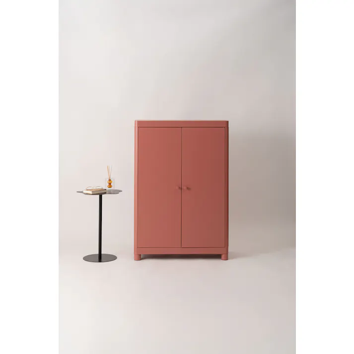 Room Essence チェスト W75×D33×H110.5 コーラルピンク 組立式 スチール おしゃれ リビング ロッカー 収納 ランドリー 更衣室 荷物入れ 扉付き ラック 整理 子供 TPN-50CPK【別送品】