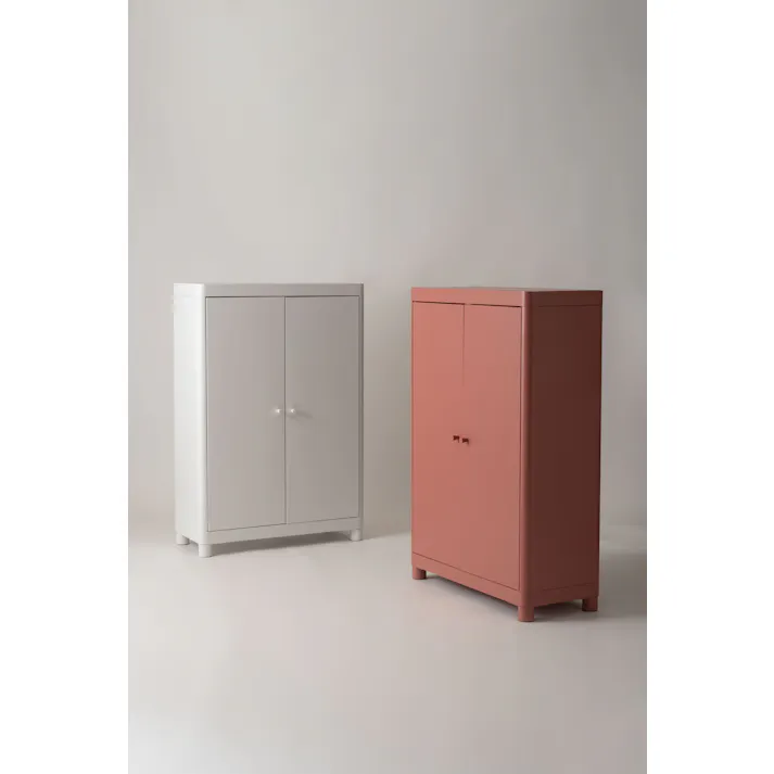 Room Essence チェスト W75×D33×H110.5 コーラルピンク 組立式 スチール おしゃれ リビング ロッカー 収納 ランドリー 更衣室 荷物入れ 扉付き ラック 整理 子供 TPN-50CPK【別送品】