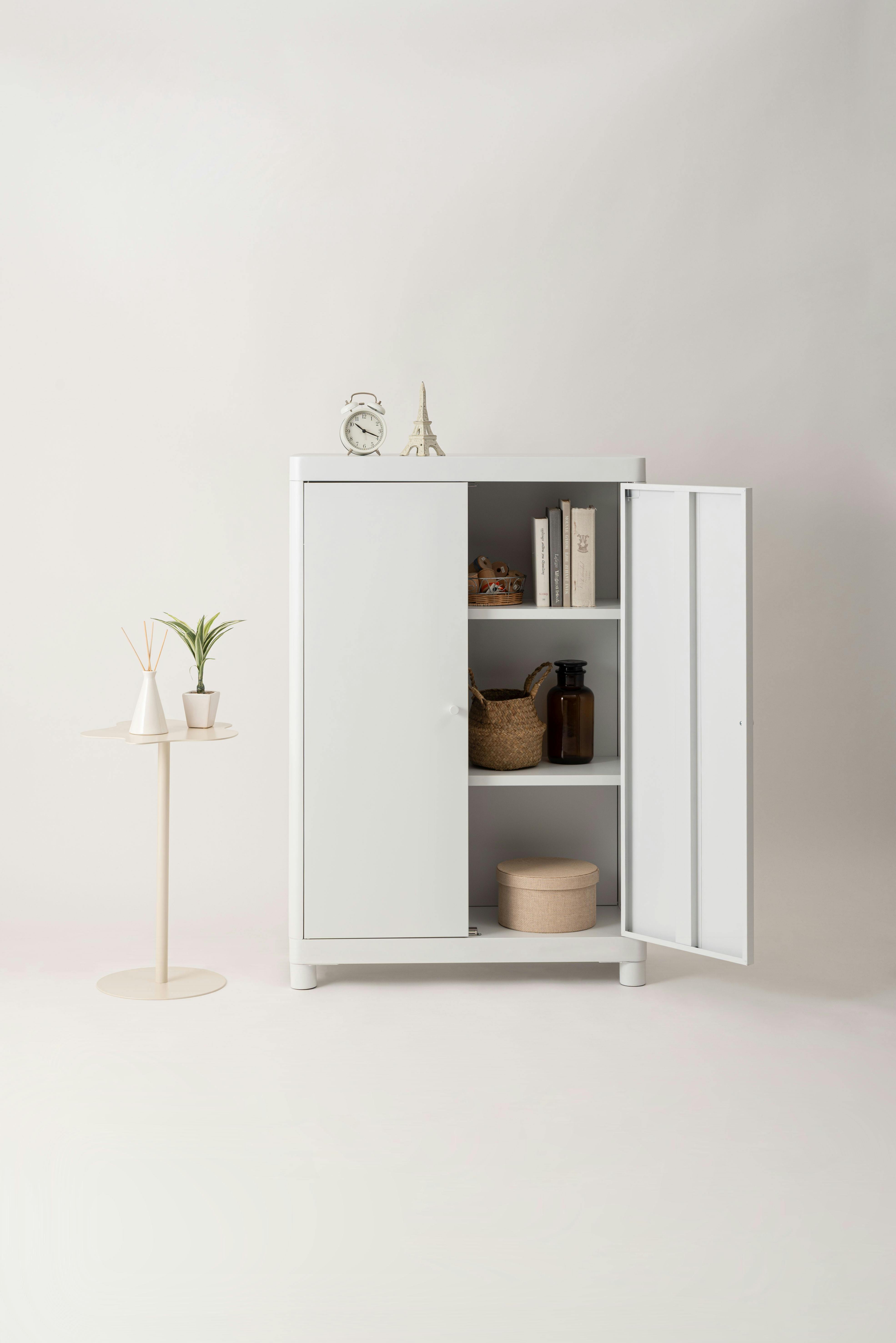 Room Essence チェスト W75×D33×H110.5 ホワイト 組立式 スチール