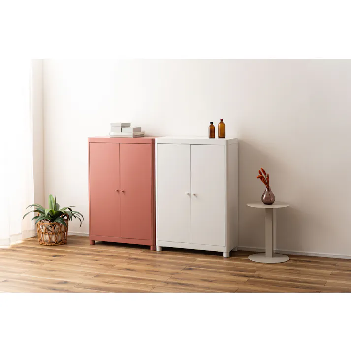 Room Essence チェスト W75×D33×H110.5 ホワイト 組立式 スチール おしゃれ リビング ロッカー 収納 ランドリー 更衣室 荷物入れ 扉付き ラック 整理 子供 TPN-50WH【別送品】