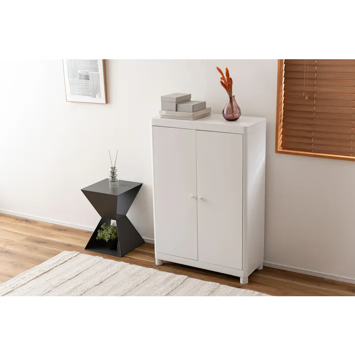 Room Essence チェスト W75×D33×H110.5 ホワイト 組立式 スチール おしゃれ リビング ロッカー 収納 ランドリー 更衣室 荷物入れ 扉付き ラック 整理 子供 TPN-50WH【別送品】