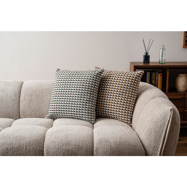 Room Essence クッション 約W45×D45×H16 パステルグリーン 完成品 フェザー 正方形 幾何学柄 ニュアンスカラー ソファ 背あて シンプル モダン 北欧 かわいい おしゃれ 韓国 VC-10PGR【別送品】