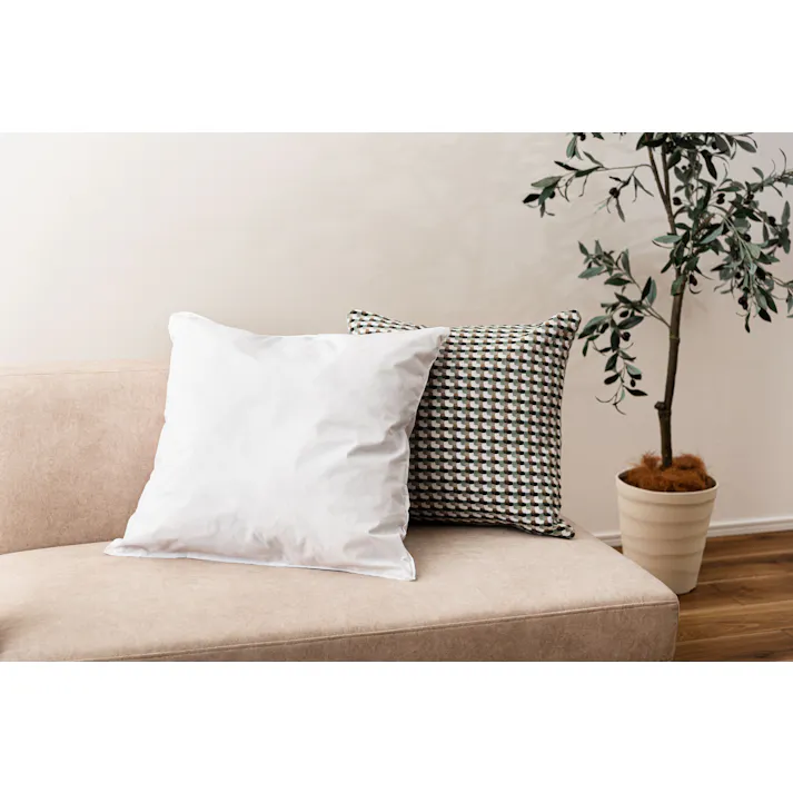 Room Essence クッション 約W45×D45×H16 パステルグリーン 完成品 フェザー 正方形 幾何学柄 ニュアンスカラー ソファ 背あて シンプル モダン 北欧 かわいい おしゃれ 韓国 VC-10PGR【別送品】