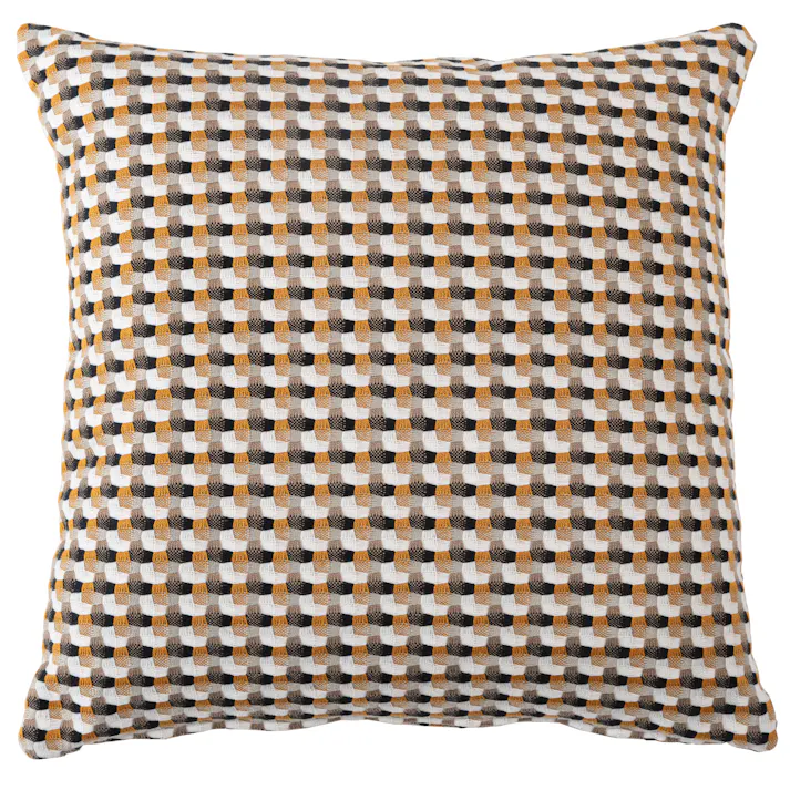 Room Essence クッション 約W45×D45×H16 イエロー 完成品 フェザー 正方形 幾何学柄 ニュアンスカラー ソファ 背あて シンプル モダン 北欧 かわいい おしゃれ 韓国 VC-10YE【別送品】