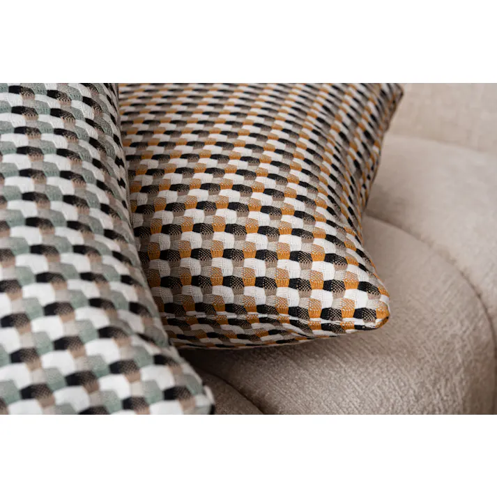 Room Essence クッション 約W45×D45×H16 イエロー 完成品 フェザー 正方形 幾何学柄 ニュアンスカラー ソファ 背あて シンプル モダン 北欧 かわいい おしゃれ 韓国 VC-10YE【別送品】