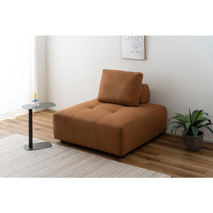 Room Essence ソファ W112×D112×H83×SH41 キャメル ねじこみ式 フリーダム 1人掛け 背もたれ独立 クロスレザー 北欧 おしゃれ クッション付き -ベッド 全方向 VS-57CA【別送品】