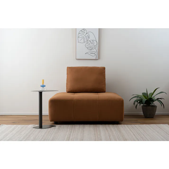 Room Essence ソファ W112×D112×H83×SH41 キャメル ねじこみ式 フリーダム 1人掛け 背もたれ独立 クロスレザー 北欧 おしゃれ クッション付き -ベッド 全方向 VS-57CA【別送品】