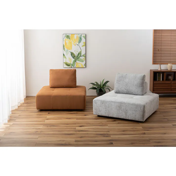 Room Essence ソファ W112×D112×H83×SH41 キャメル ねじこみ式 フリーダム 1人掛け 背もたれ独立 クロスレザー 北欧 おしゃれ クッション付き -ベッド 全方向 VS-57CA【別送品】