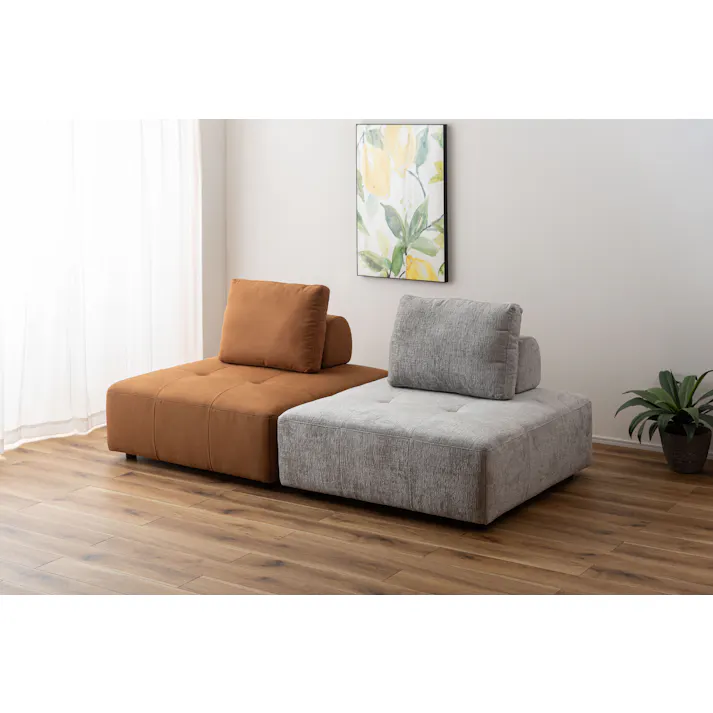Room Essence ソファ W112×D112×H83×SH41 キャメル ねじこみ式 フリーダム 1人掛け 背もたれ独立 クロスレザー 北欧 おしゃれ クッション付き -ベッド 全方向 VS-57CA【別送品】