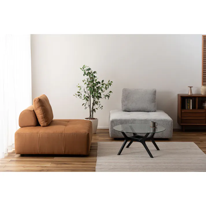 Room Essence ソファ W112×D112×H83×SH41 キャメル ねじこみ式 フリーダム 1人掛け 背もたれ独立 クロスレザー 北欧 おしゃれ クッション付き -ベッド 全方向 VS-57CA【別送品】