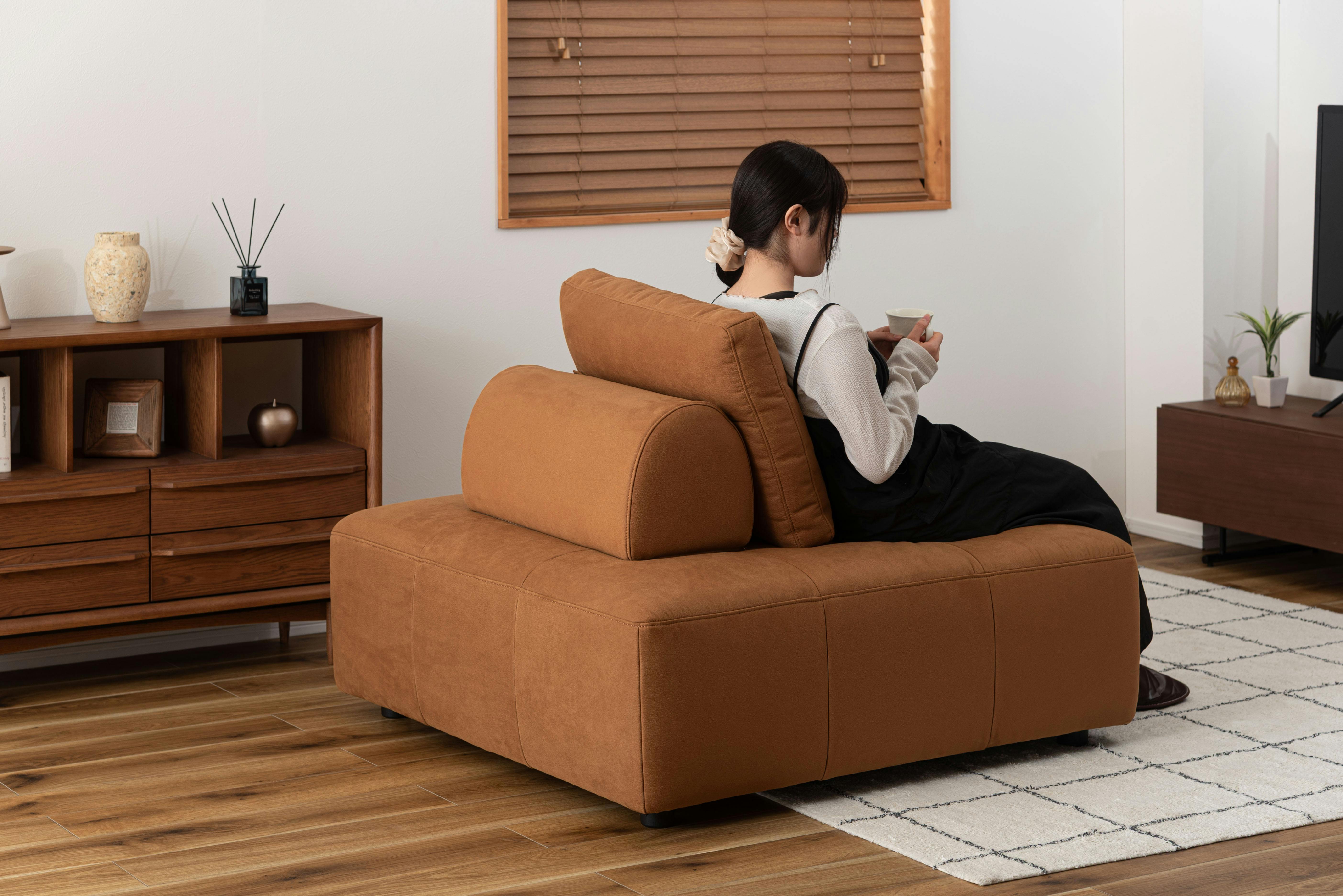 Room Essence ソファ W112×D112×H83×SH41 キャメル ねじこみ式