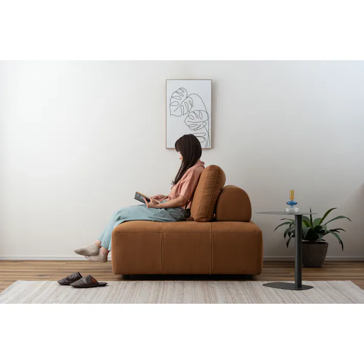 Room Essence ソファ W112×D112×H83×SH41 キャメル ねじこみ式 フリーダム 1人掛け 背もたれ独立 クロスレザー 北欧 おしゃれ クッション付き -ベッド 全方向 VS-57CA【別送品】