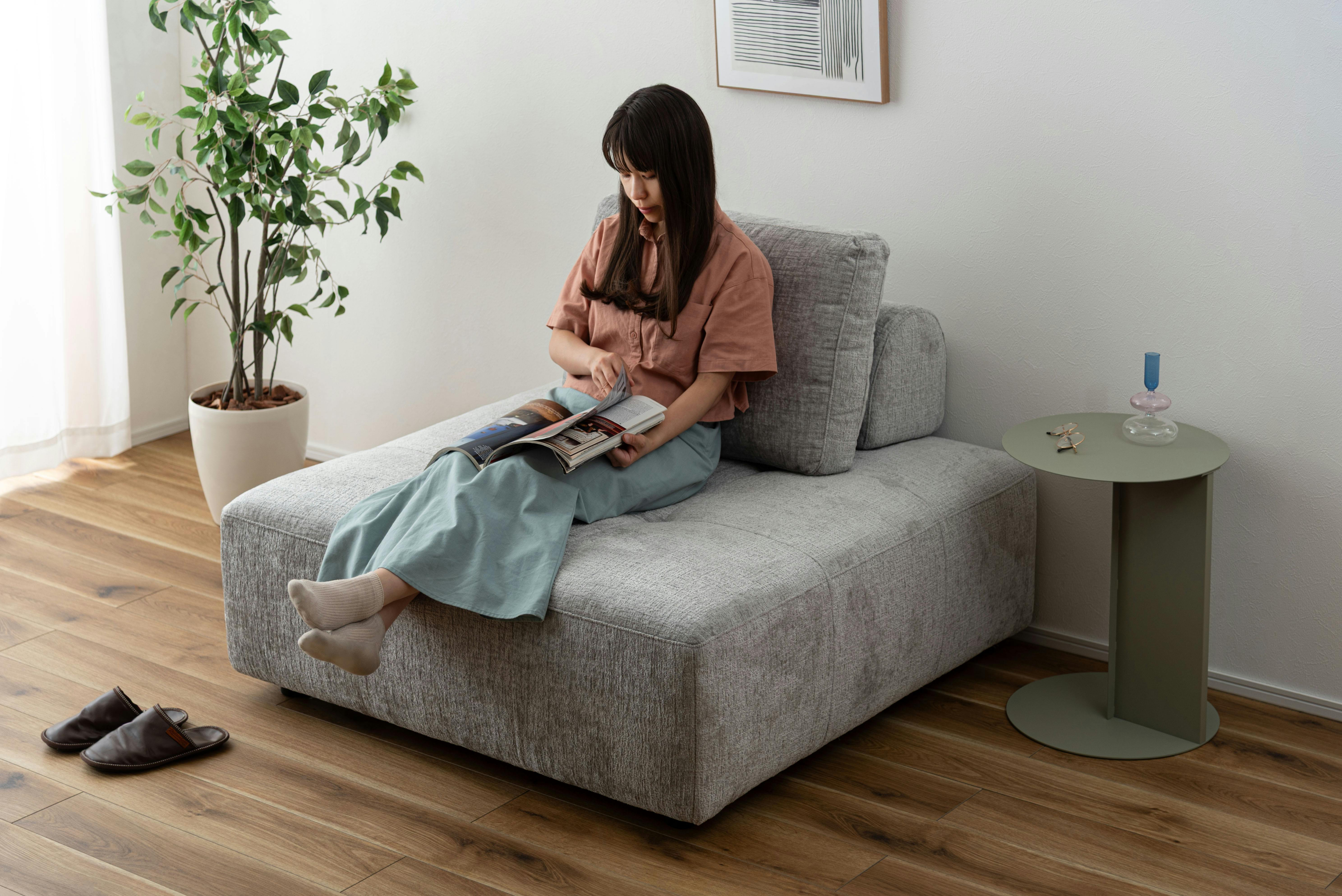 Room Essence ソファ W112×D112×H83×SH41 ライトグレー ねじこみ式