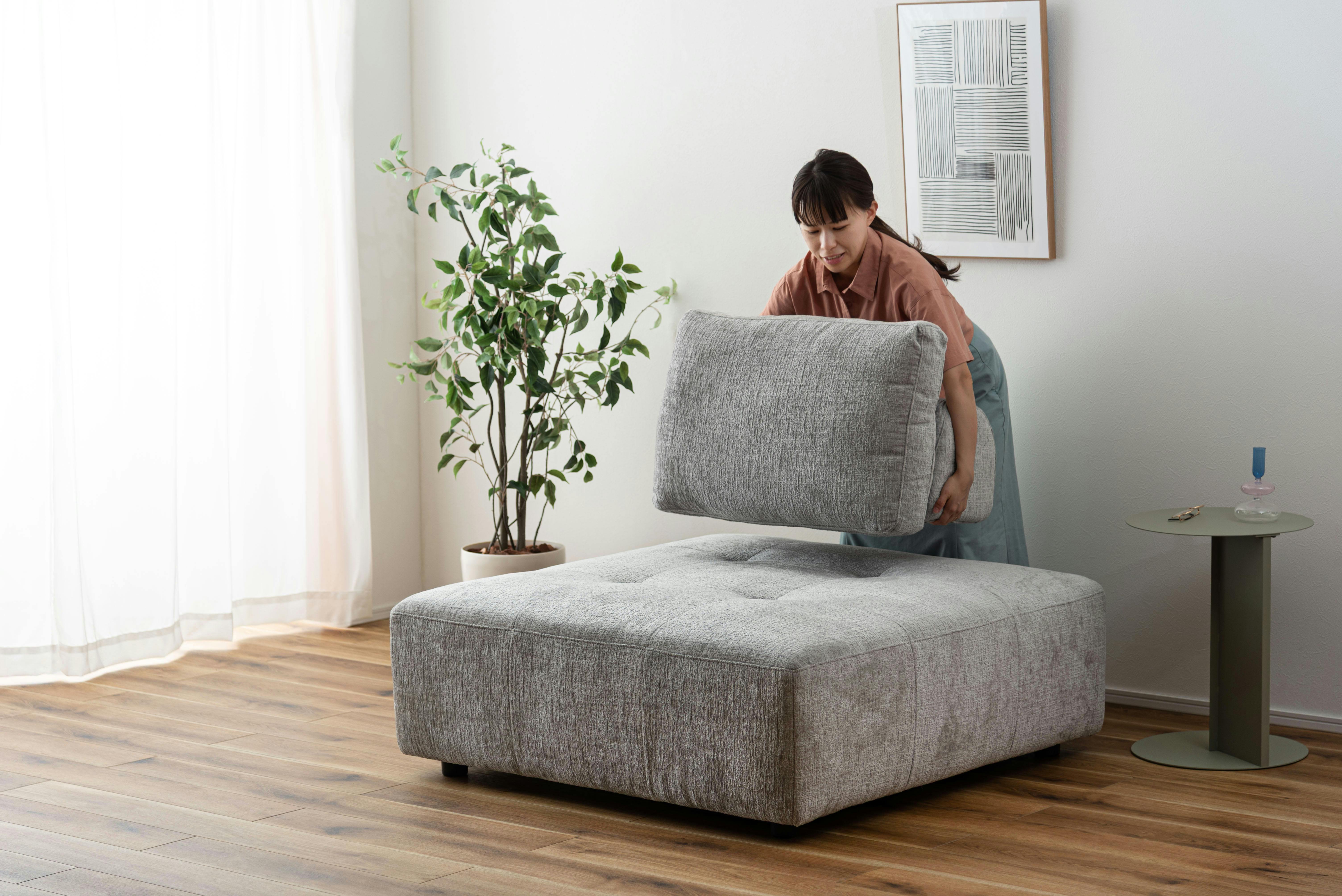 Room Essence ソファ W112×D112×H83×SH41 ライトグレー ねじこみ式