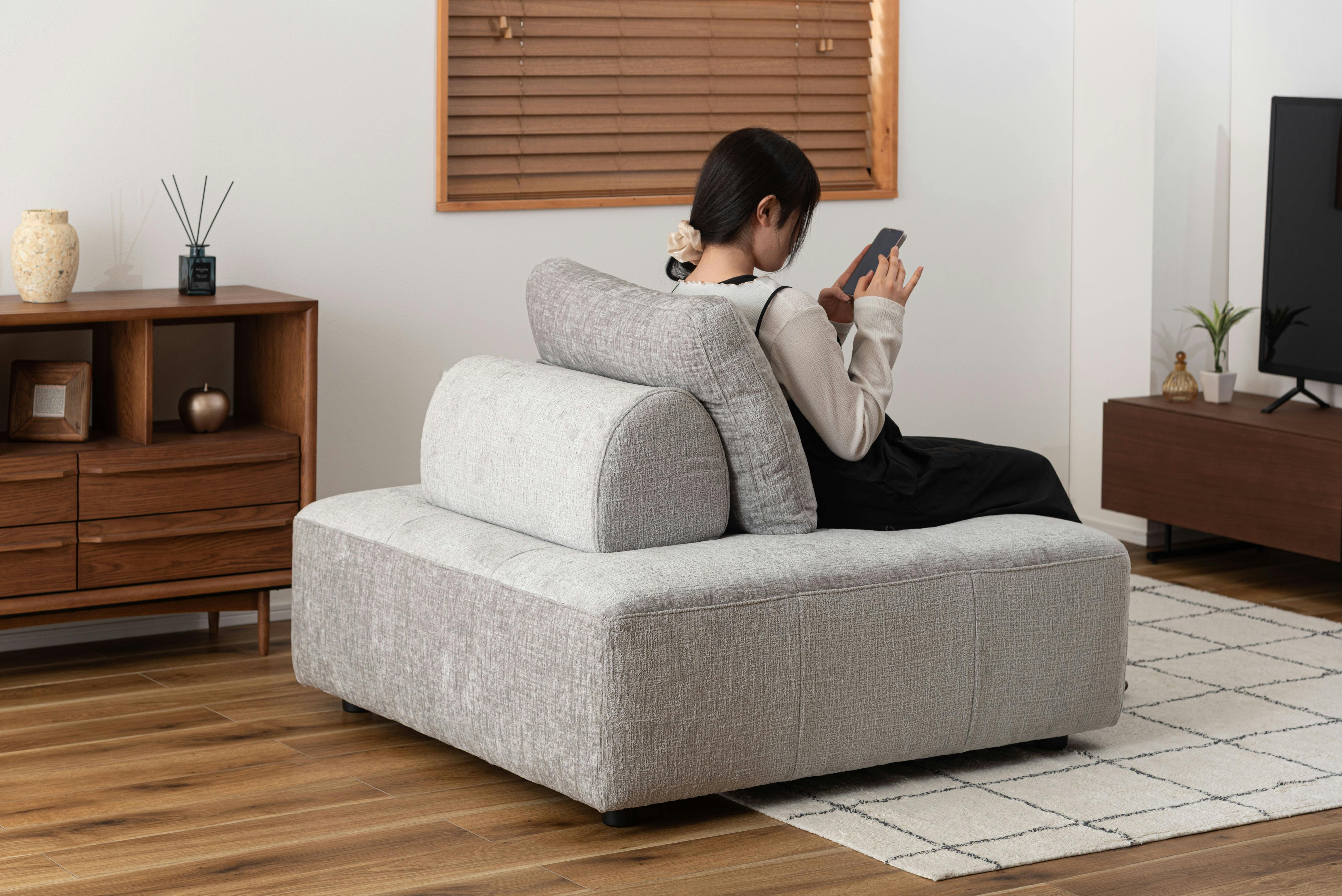 Room Essence ソファ W112×D112×H83×SH41 ライトグレー ねじこみ式