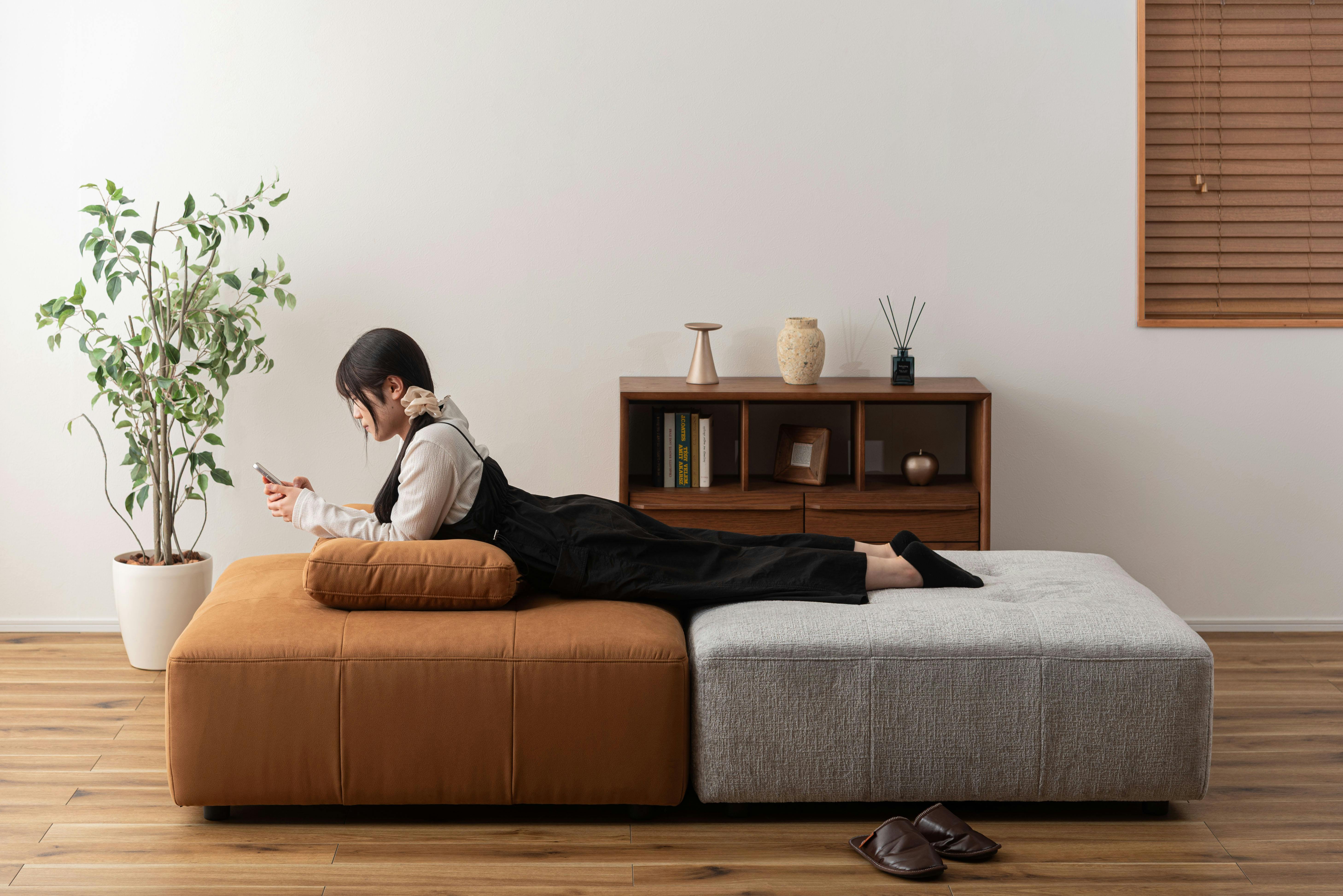 Room Essence ソファ W112×D112×H83×SH41 ライトグレー ねじこみ式