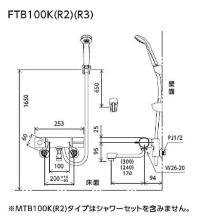 KVK サーモスタット式シャワー(最高出湯温度規制) FTB100KKCR8【別送品】