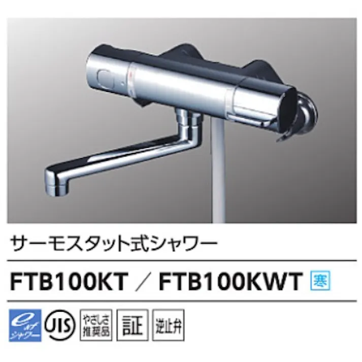 KVK (寒) サーモスタット式シャワー(300mmパイプ付) FTB100KWR3T【別送品】