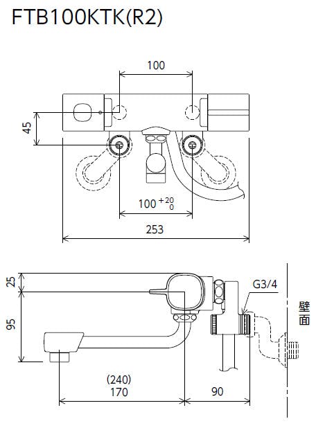 KVK (寒) 取替用サーモスタット式シャワー FTB100KWTK【別送品