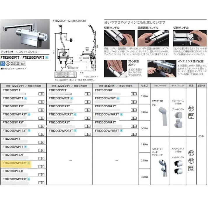 KVK (寒) デッキ形サーモスタット式シャワー FTB200DWPFR2T【別送品】