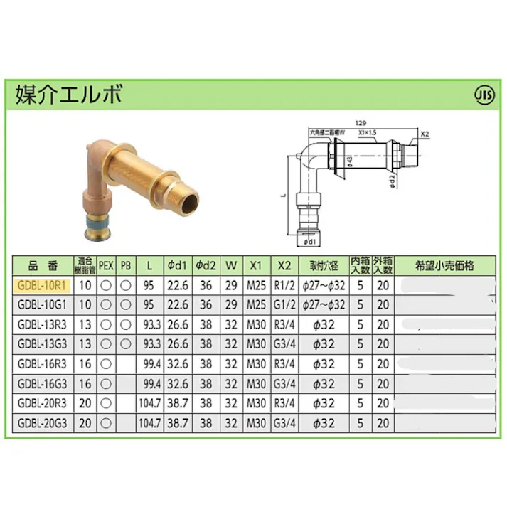 KVK 媒介エルボ10 GDBL-10R1【別送品】